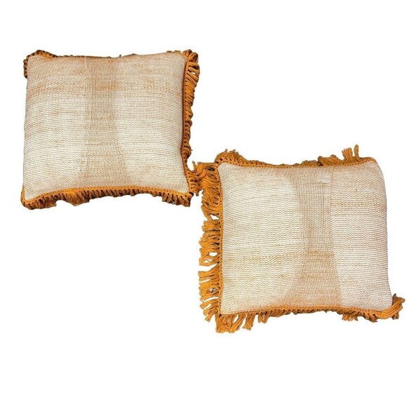 Botanical Embroidered Square Throw Tassel Elav Pillow 18" Boho Beach Cottage 2PK - Picture 10 of 10